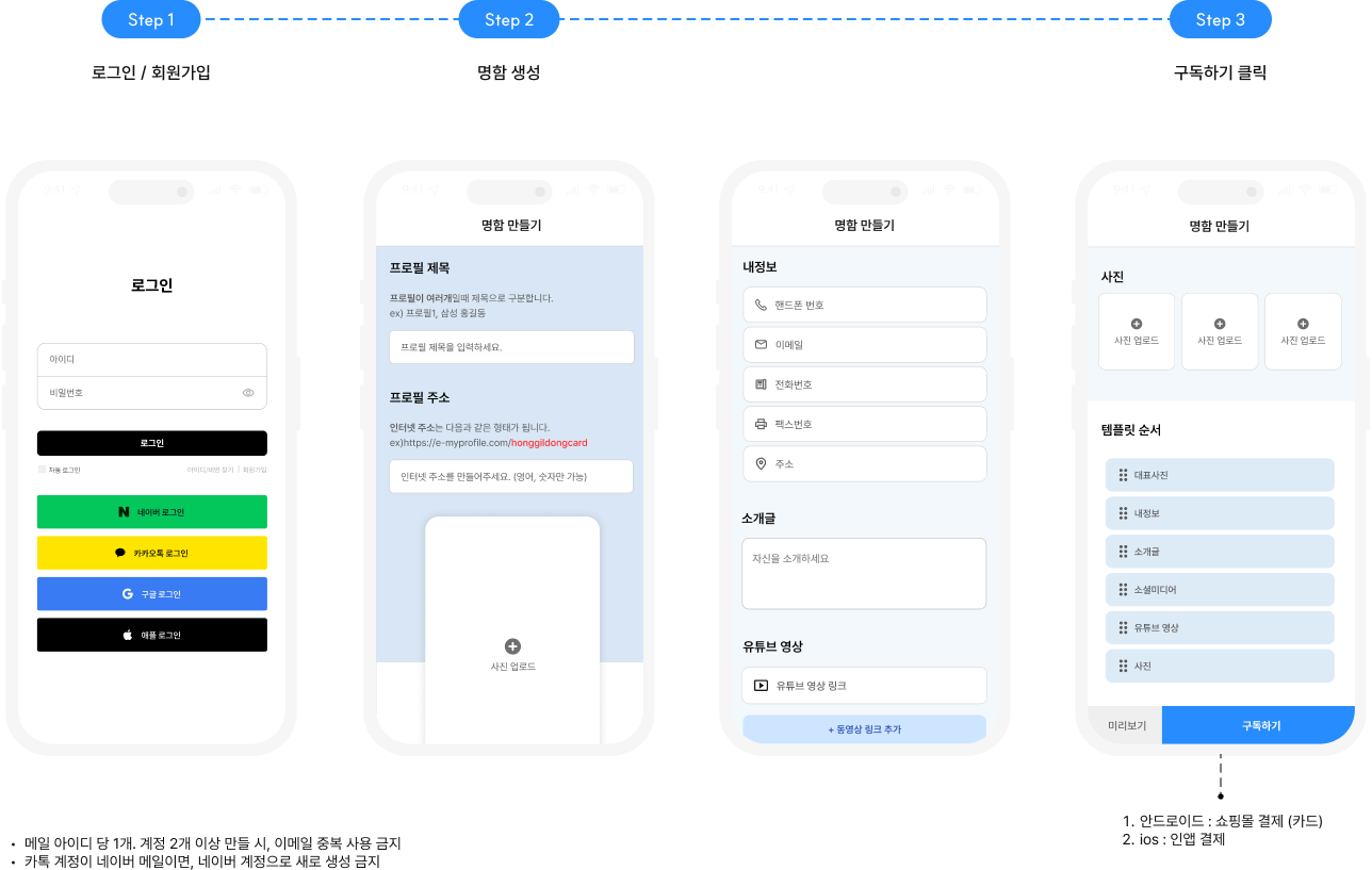 가입 및 명함 만들기